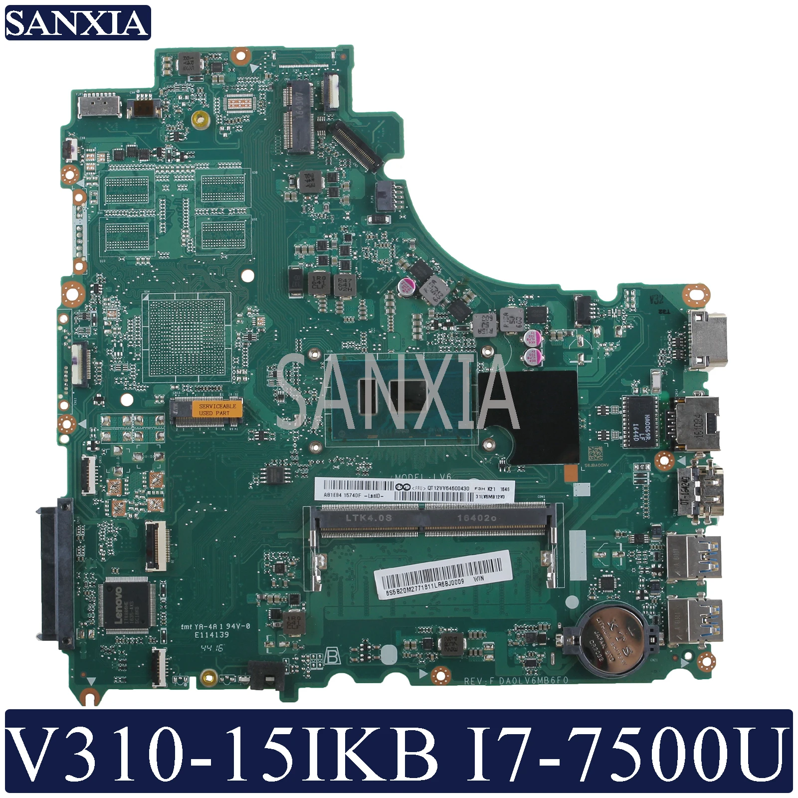 KEFU DA0LV6MB6F0 материнская плата для ноутбука lenovo V310-15IKB E52-80 оригинальная материнская плата 4Гб-RAM I7-7500U