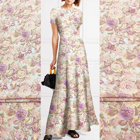 

100% silk warm color orange silk crepe de chine fabric digital printing mulberry silk clothing fabric new 16mm