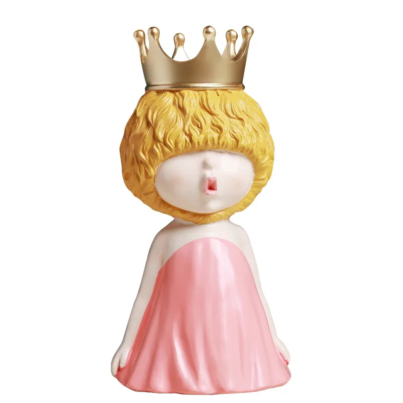 

New Northern Europe Light Extravagant Little Girl Handicraft Resin Home Living Room Cabinet Crown Murals Little Lori Furnishings