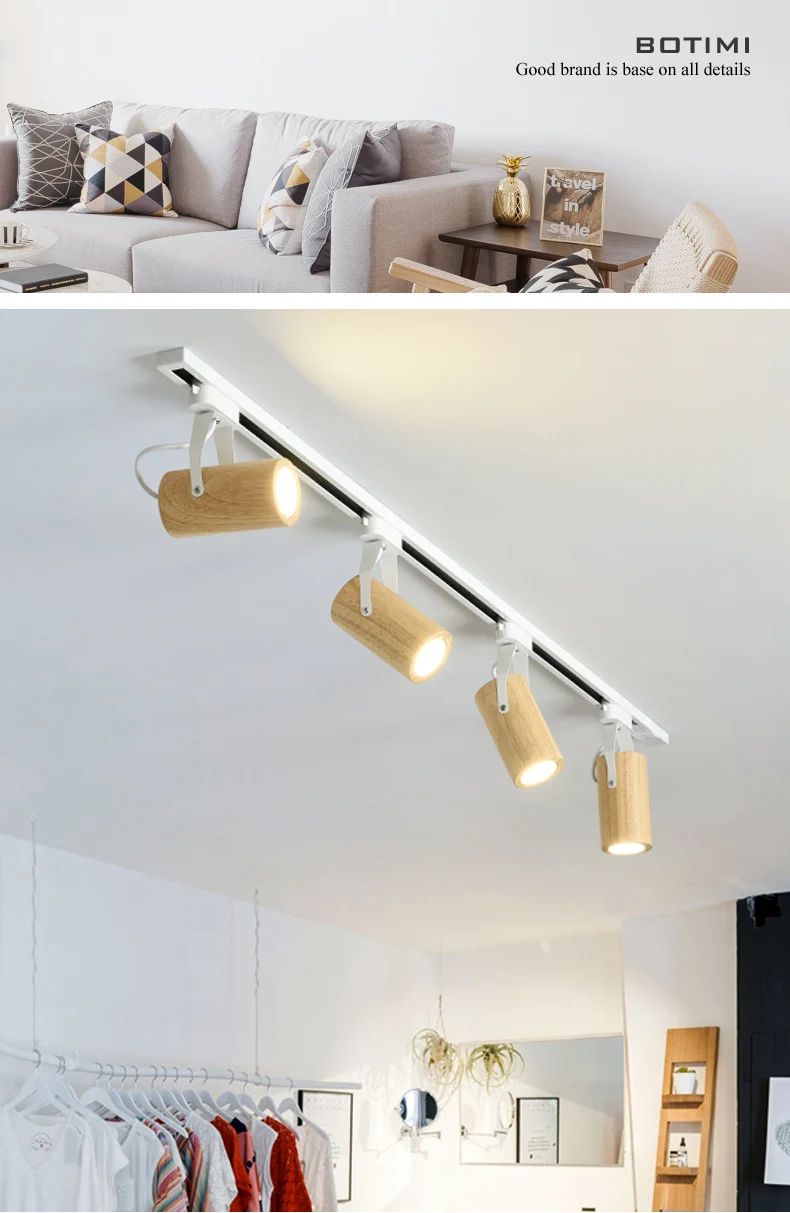 BOTIMI Регулируемый современный светодиодный потолочный светильник 220 В, деревянный потолочный светильник с отслеживанием, для кофейни, для кухонного освещения