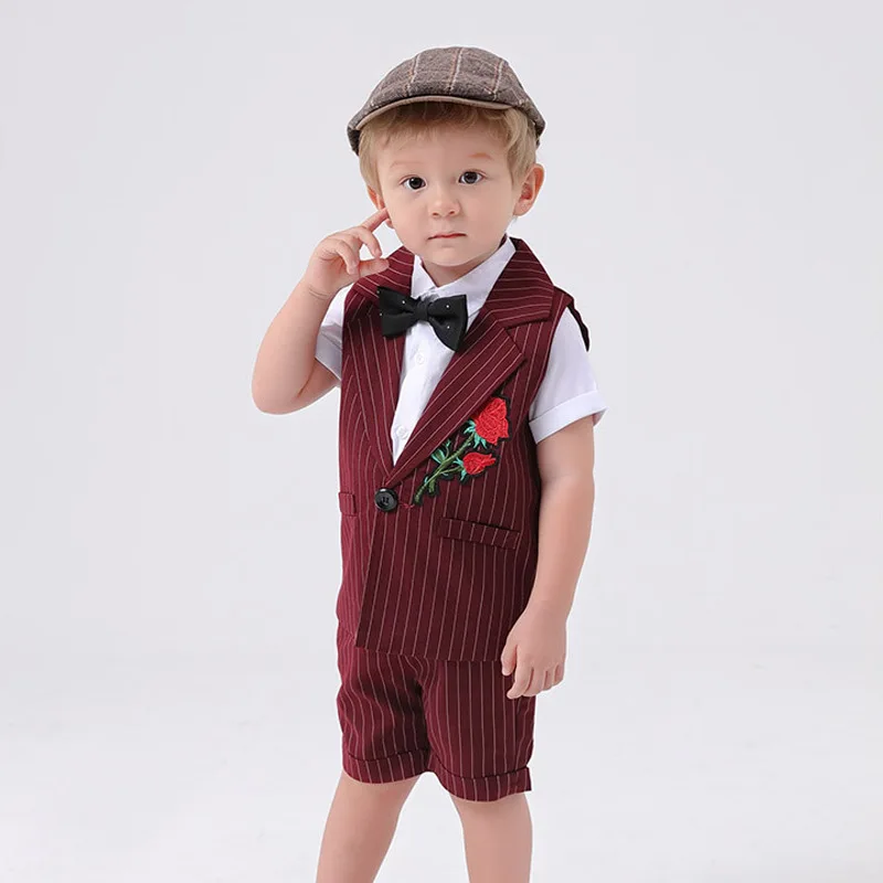 

2020 Baby Clothes Set Summer Boys Set Formal Suit Clothes For Boys 3pcs Blouse+vest+pants Kids Clothes Boys Conjunto Menino