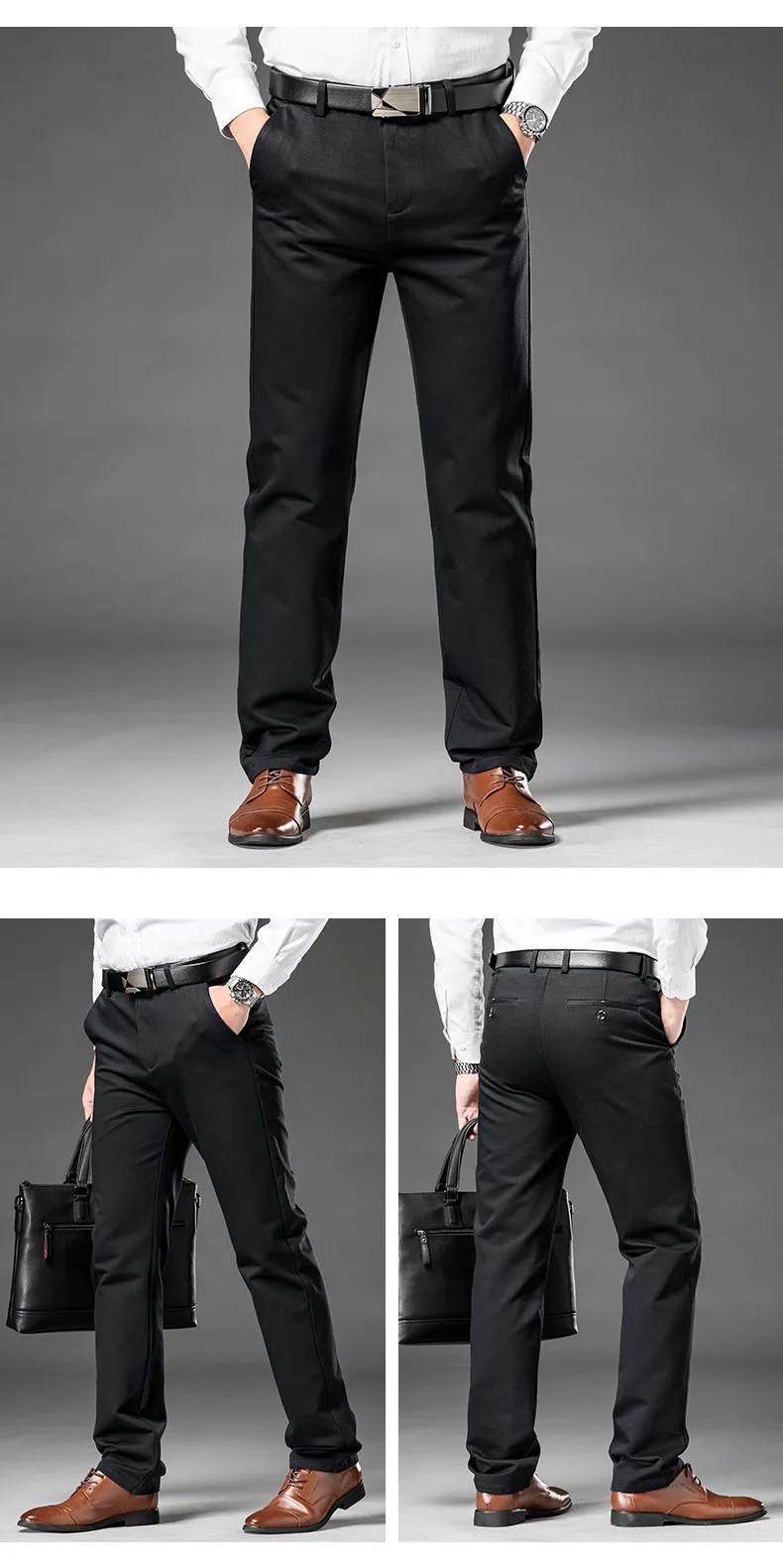 Men Pants Men's Fashion Classic Casual Loose Straight Trousers Mens Cotton Business Middle-aged Long pants Male Plus Size 28~42