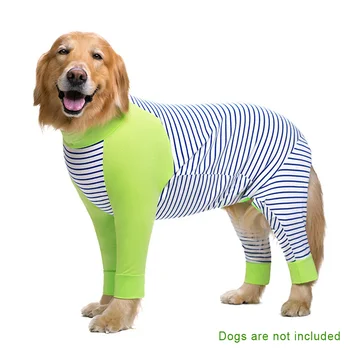 

Soft Comfortable After Surgery Home Anti Tip Cotton Dog Pajamas Lightweight Daily Outdoor Walking Stripe Print Pet Clothes