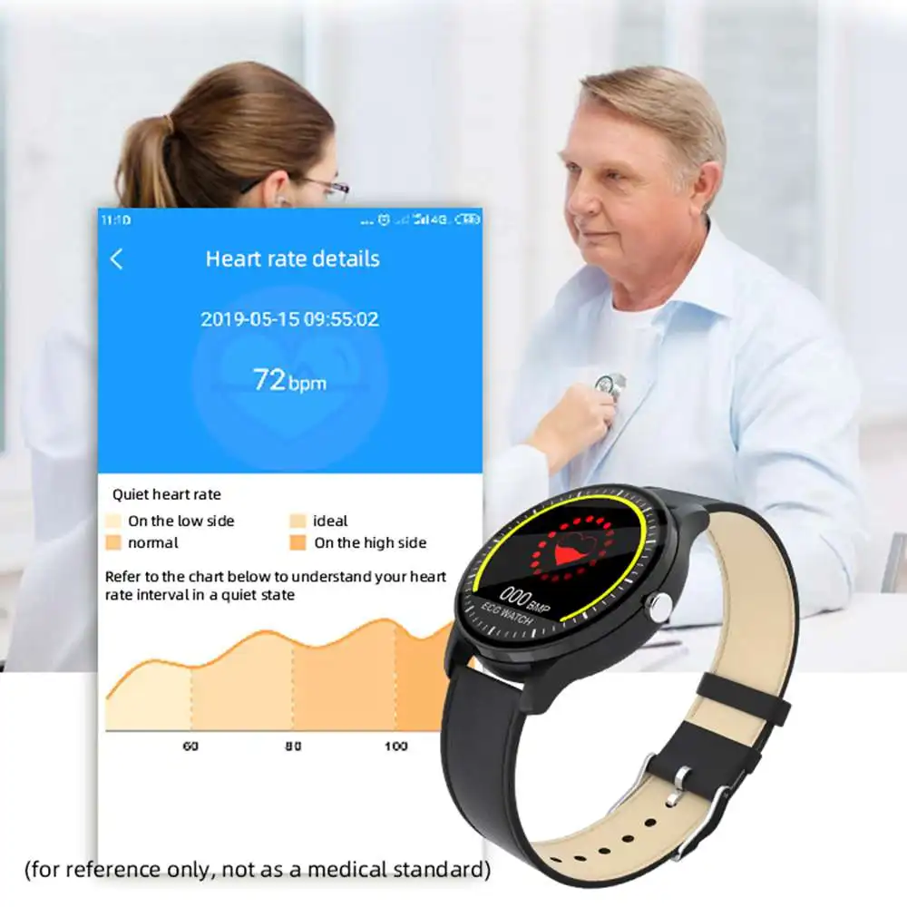 Новинка ECG+ PPG Смарт-часы мужские IP67 водонепроницаемые спортивные часы монитор сердечного ритма кровяное давление Smartwatch для пожилых PK N58