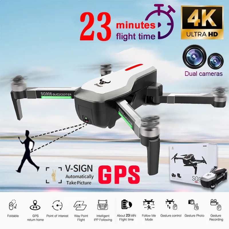 Складной Квадрокоптер SG906 GPS Wi Fi FPV 4K|Дроны с камерой| |