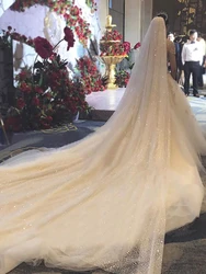 B58 2 Tier Bling Gold Bridal Veil Double Tier White Champagne Wedding Veil With Comb Party Veils Gitter Veils Accessories