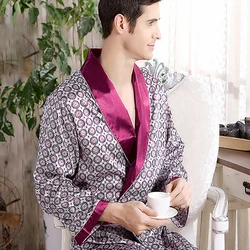 Silk Robe for Men Gold Long Sleeve Chinese Men Luxury Robes Clothing Vintage Designer Nightgowns Male Kimono Bathrobe Plus Size