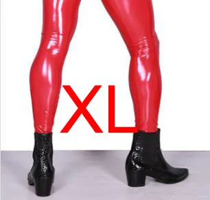 Red XL XL унисекс для мужчин и женщин Wetlook ПВХ блестящие сексуальные чулки из искусственной кожи выше колена Medias Negras бедра высокие чулки полюс танцевальная клубная одежда - Цвет: Red XL