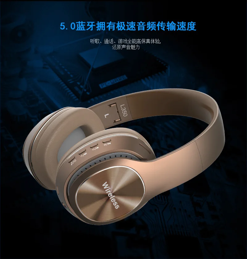 Беспроводная Bluetooth гарнитура Bluetooth 5,0 Складная вставная карта стерео гарнитура для игр игровая гарнитура