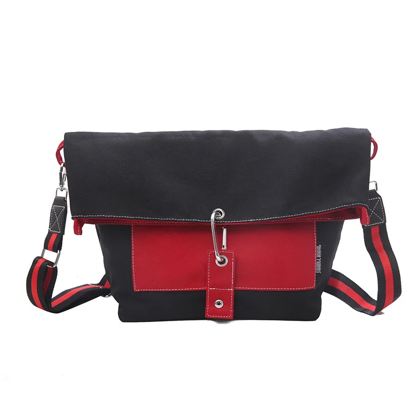 

Ougger Medium Teen Girl Crossbody Bag Shoulder Bags Black Canvas Japan and Korean Style Hobos Bag for Outdoor
