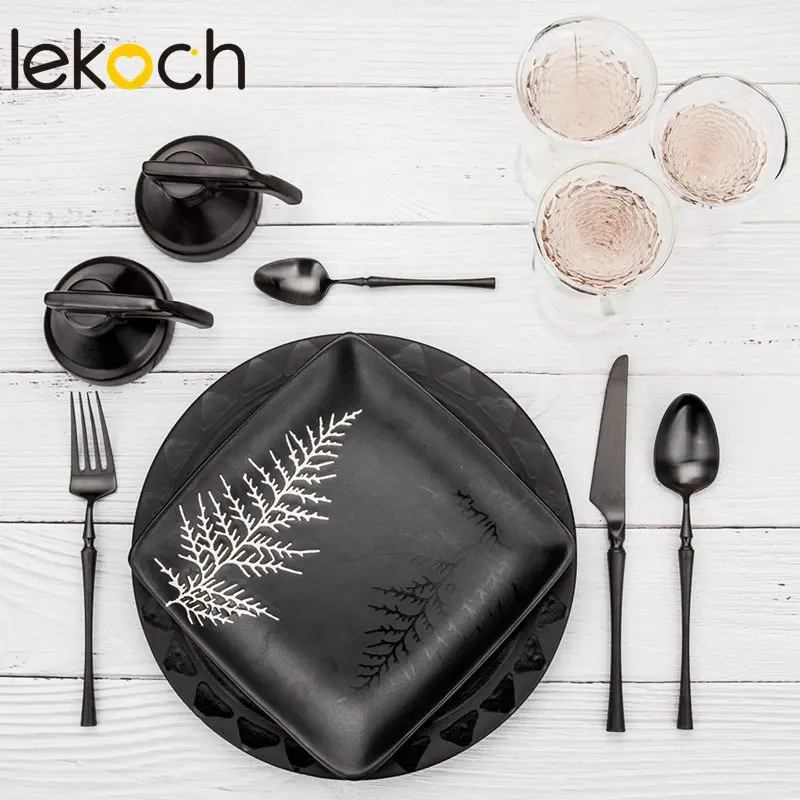 LEKOCH черный набор столовых приборов столовые приборы из нержавеющей стали