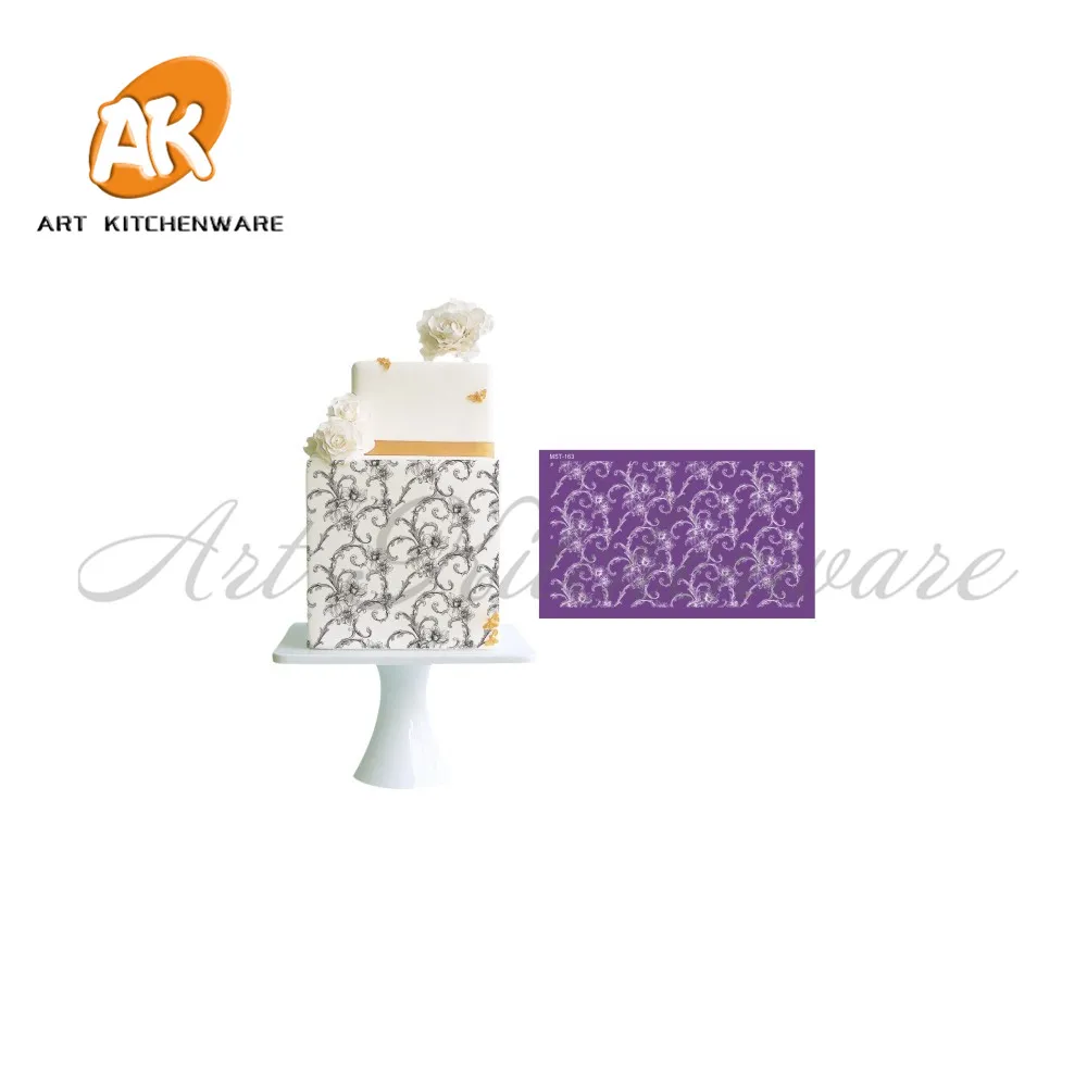 

Flower Scroll Mesh Stencil Lace Cake Stencil Wedding Cake Decorating Tools Soft Fabric Stencils for Fondant Cake Mold Bakery