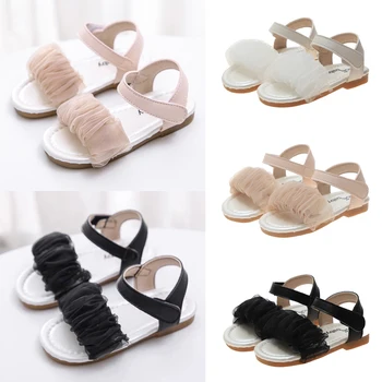

Girls' summer sandals casual flat bottom sandals Girls' Solid coor mesh decor sandals platform sandals kid girls D30
