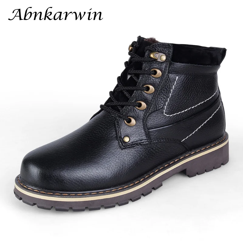 Outdoor Boots Men Leather Boots Autumn Winter Men Ankle Genuine Leather Boots Natural Original Wide Work Shoes Plus Big Size 49 50 51 52 Botas Hombre Cuero