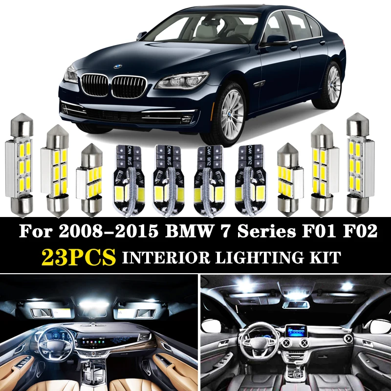 23 шт. белые светодиодные с Canbus комплект ламп салона автомобиля для 2008 2015 BMW 7 серии F01 F02 F03 F04|Сигнальная лампа| |