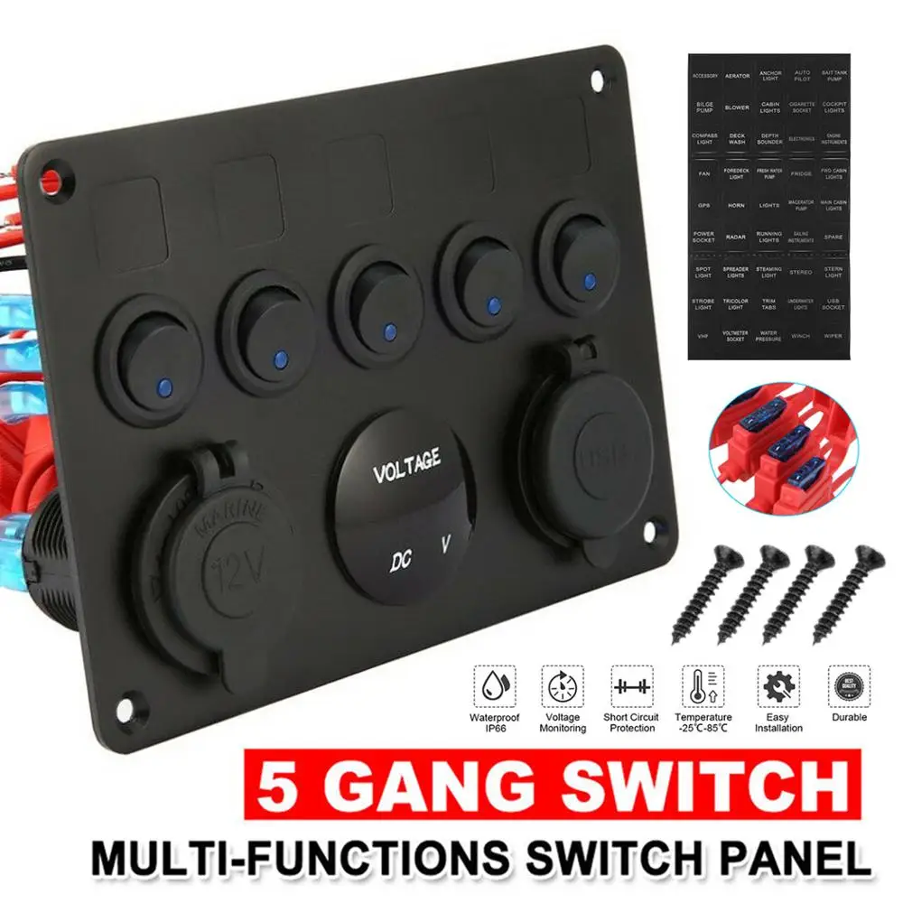 5 банд автомобильный LED кулисный переключатель панель схема Встроенный