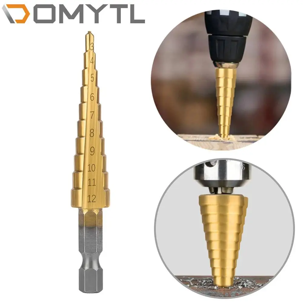 Step Drill Bit Metric Hexagonal Shank Straight Groove Hss Stepped Pagoda Metal Reaming Tool 4241 Processing 5mm Thickness