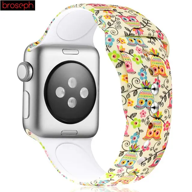 K Напечатанный ремешок для apple watch 4 band 40 мм 44 мм силиконовые ремешки для часов для iwatch 3 2 1 band 38 мм 42 мм браслет - Цвет ремешка: K
