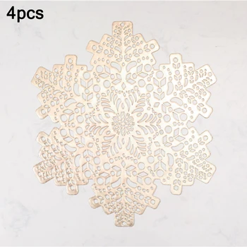

4Pcs Christmas Table Mat Placemat Snowflake Hollow Insulation Waterproof Oil-proof Anti-fouling For Kitchen Accessories