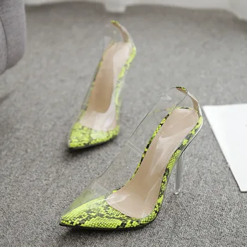 

Lady Transparent Clear Block Heels Flip Flop Slippers Jelly Sexy Party Sandals Shoes Summer Women Crystal 11cm High Heels