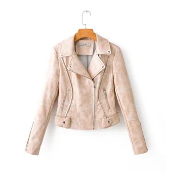 

texture Pu Leather Jacket Women Fashion Bright Colors Black Motorcycle Coat Short Faux Leather Biker Jacket Soft Jacket Female