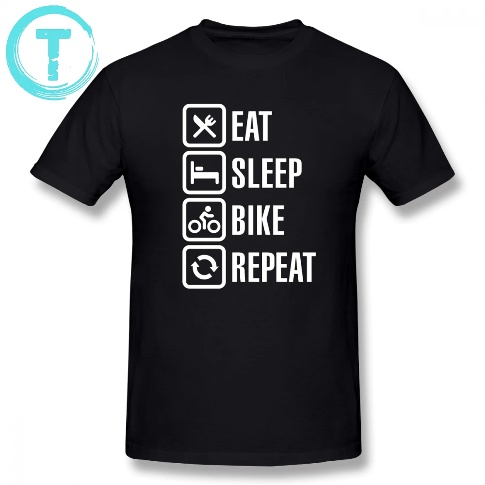 Футболка Addicted Eat, Sleep, Bike, Repeat, уличная одежда с графическим принтом, забавная Мужская футболка с короткими рукавами, 100 хлопок