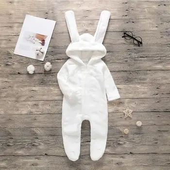 

Toddler Baby Boys Girls Rompers Long Sleeve Solid Cartoon Hooded Jumpsuits
