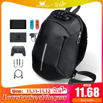 

DATA FROG Anti-theft Men Waterproof Shoulder Chest Pack for Nintendo Switch Travel Crossbody Laptop Digital Gear Storage Bag