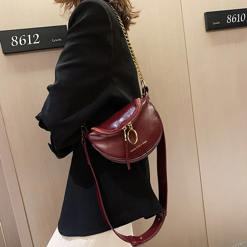 

2019 New Style Circular Ring Dumpling Bag Smiley Chain Shoulder Women's Bag