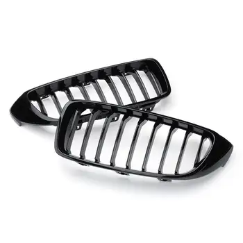 

Hot 2Pcs Gloss Black Car Front Grill Grille Mesh Net Trim Strip Cover For BMW 4 Series F32 F33 F36 F82 2013 up