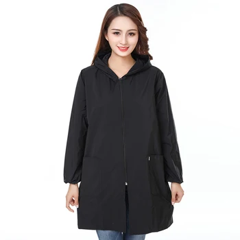 

Kitchen Apron Smocks Adult Unisex Solid Color Long Sleeve Overalls Waterproof Oil-Proof Zipper Spring And Autumn