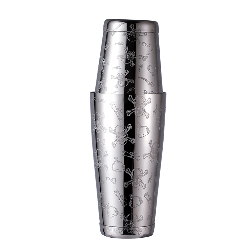 

550ml/850ml Engraving Skull Stainless Steel Cocktail Boston Bar Shaker Bar Tools