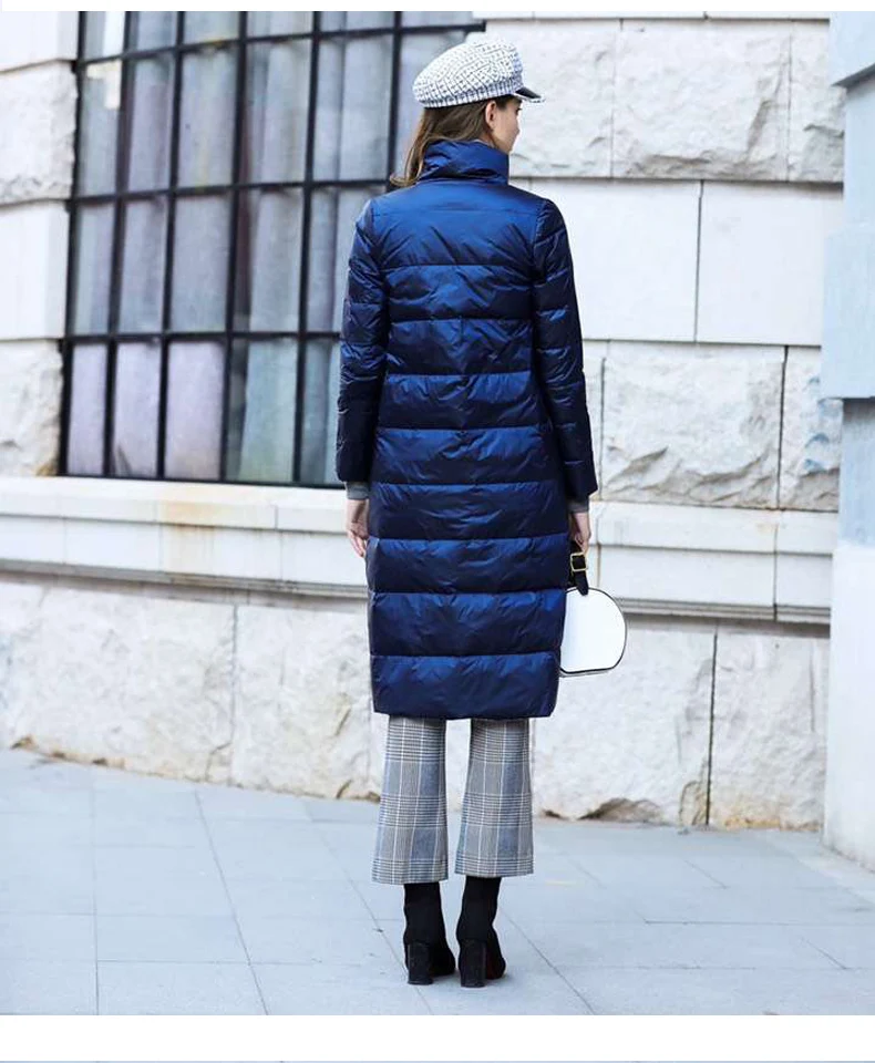 Duck Down Jacket Women Winter Long Thick Double Sided Plaid Coat Female Plus Size Warm Down Parka For Women Slim Clothes 2020