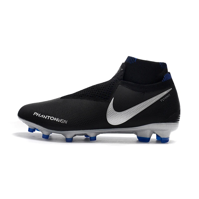 NIKE Phantom VSN Elite DF FG трикотажные водонепроницаемые бесшовные носки мужские футбольные бутсы обувь цвет слипоны футбольная обувь - Цвет: Black White