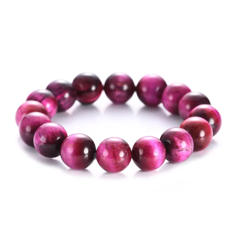 Stone Bead Bracelet 6mm 8mm 10mm 12mm Pink Tiger Eye Buddha Bracelets Natural Stone Round Beads Elasticity Rope Men Women Bracelet Gift