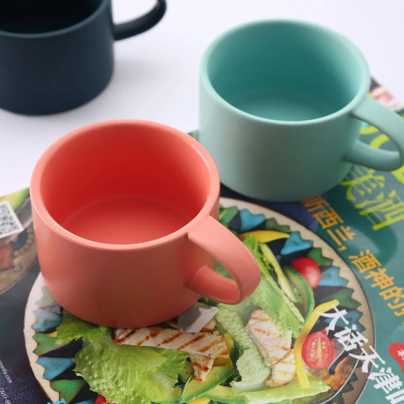 Матовая керамическая кружка креативный Makaron чистый цвет кофейные молочные воды чашки скандинавские простые домашние настольные украшения посуда для напитков кофейные чашки