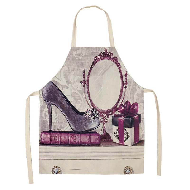 Vintage Bag Dress Shoes Kitchen Aprons for Women Cotton Linen Home Cooking Baking Waist Bib Pinafore Cleaning Tools