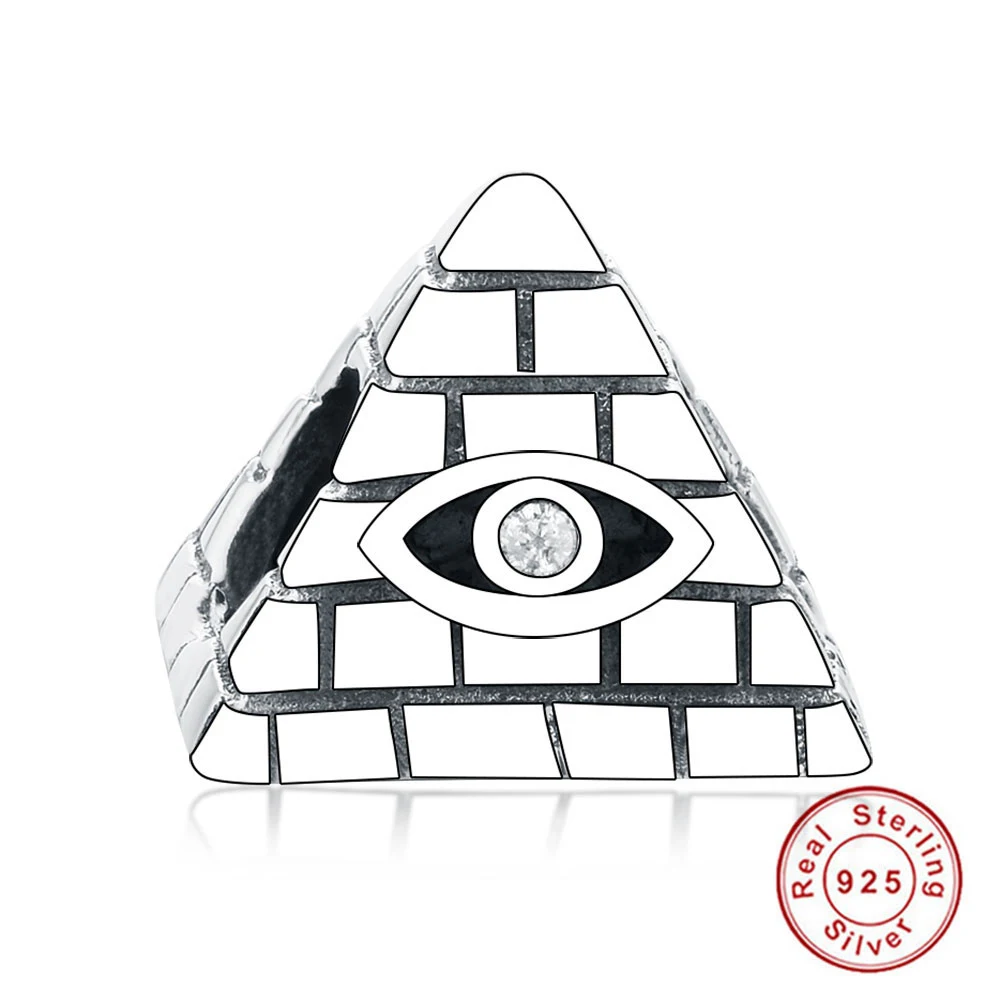 Ancient Egyptian Pyramid Beads Authentic 100% 925 Sterling Silver Fit Retro Charms with CZ Eye Pandora Bracelets DIY Jewelry | Украшения и