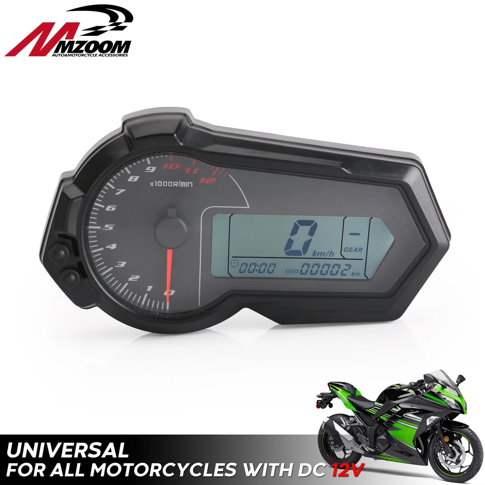 

Universal Motorcycle Odometer Tachometer For 2,4 Cylinders ATV LCD Digital Speedometer 12000RPM For BMW KAWASAKI KTM HONDA