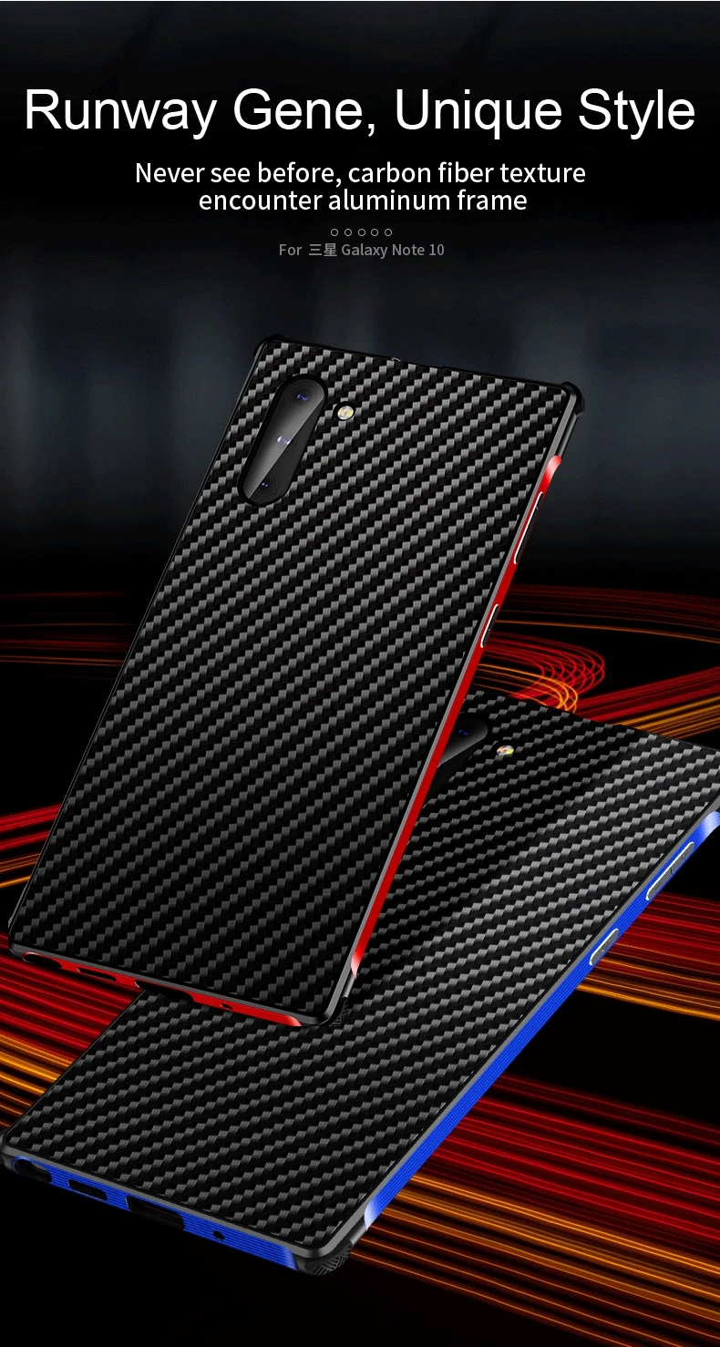 Стильный чехол из углеродного волокна для samsung Galaxy Note 10 Pro Чехол Алюминиевый металлический бампер чехол для телефона для samsung Note 10 Plus чехол