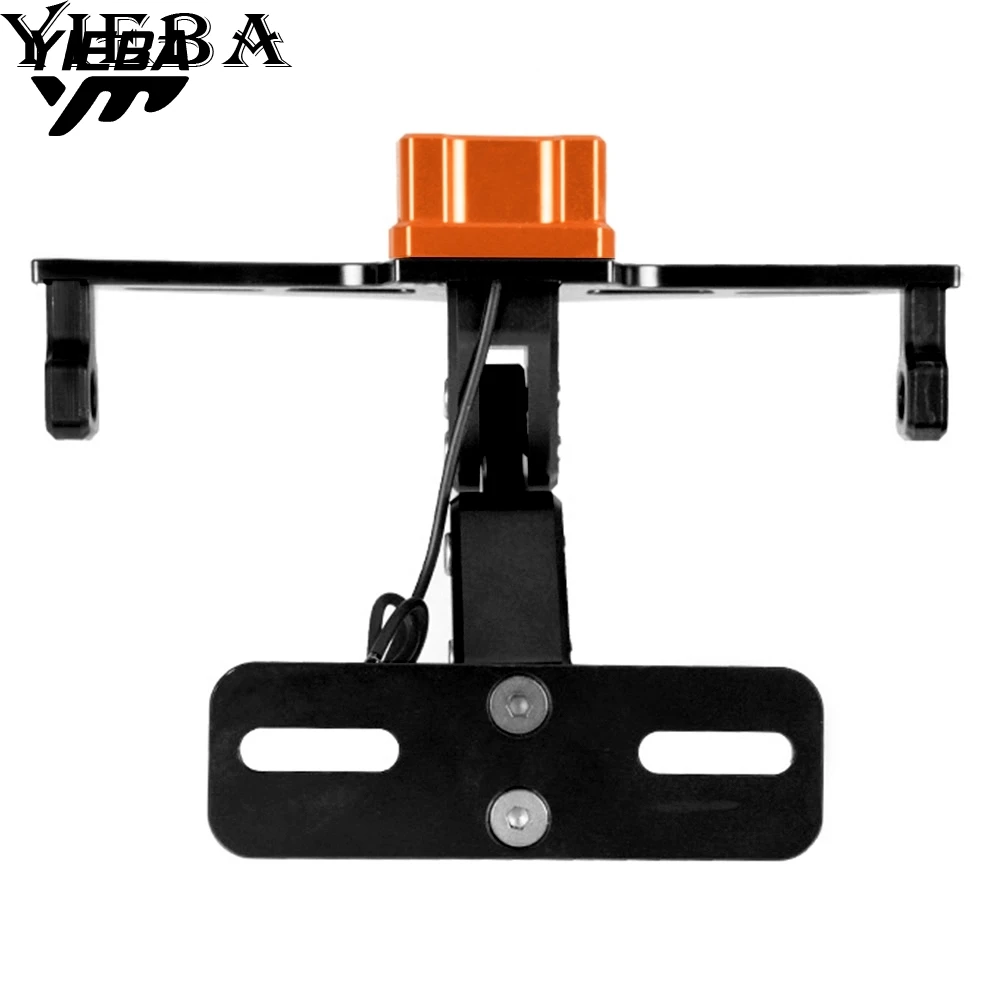 Оранжевый For Ducati Multistrada 1260 Pikes Peak 950 Universal Motorcycle Aluminum Adjustable Angle Rear License Plate Mount Holder light - Цвет: Оранжевый
