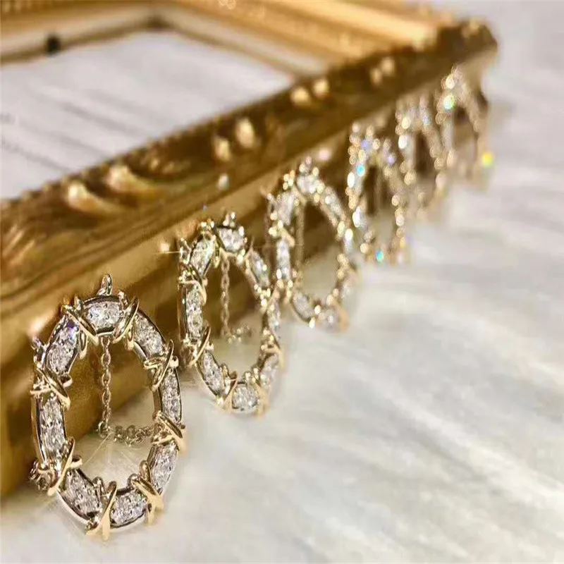 

Women Necklace Sterling silver S925 Jewelry fashion Round X4 zircon Pendant accessories Clavicle chain Silverware Valentine gift