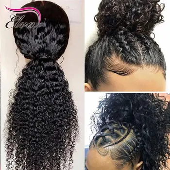 

370 Lace Frontal Wig Fake Scalp Wigs Curly Lace Front Human Hair Wigs For Black Women Pre Plucked With Baby Hair Elva Hair Remy