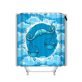 

Bathroom Shower Curtain Weigh Er in Air Circle Zodiac Symbol of Libra Waterproof Shower Curtain Set