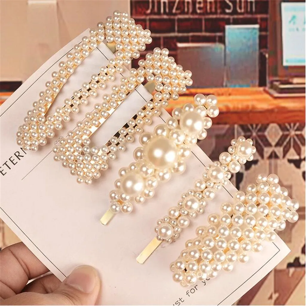 

Women Pearl Barrettes Hair Clips, Simulation Pearls Hair Accessories, Fashion Snap Hair Pins, Cute Styling Gifts for Girls
