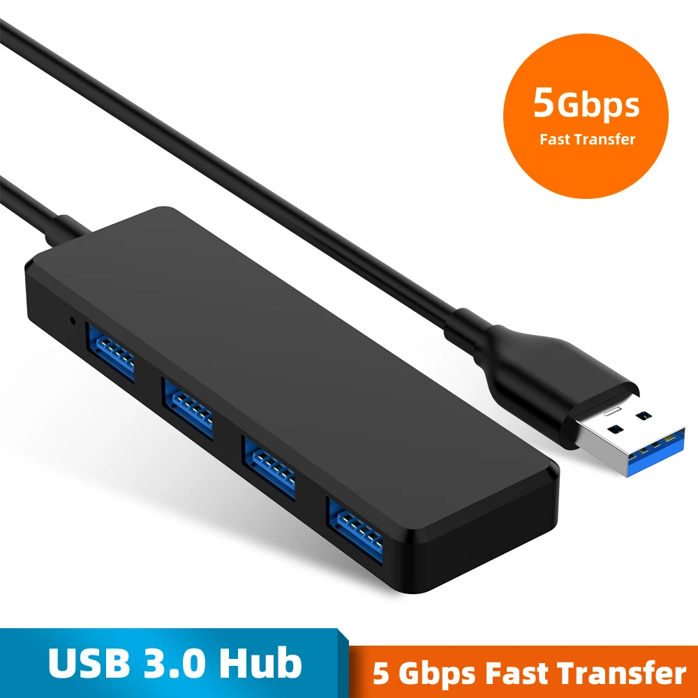 Черный USB 3,0 концентратор Мульти USB разветвитель 4 порта расширитель несколько USB 3 Hab с питанием адаптер со светодиодным индикатором USB3.0 концентратор с переключателем для ПК - Цвет: Черный