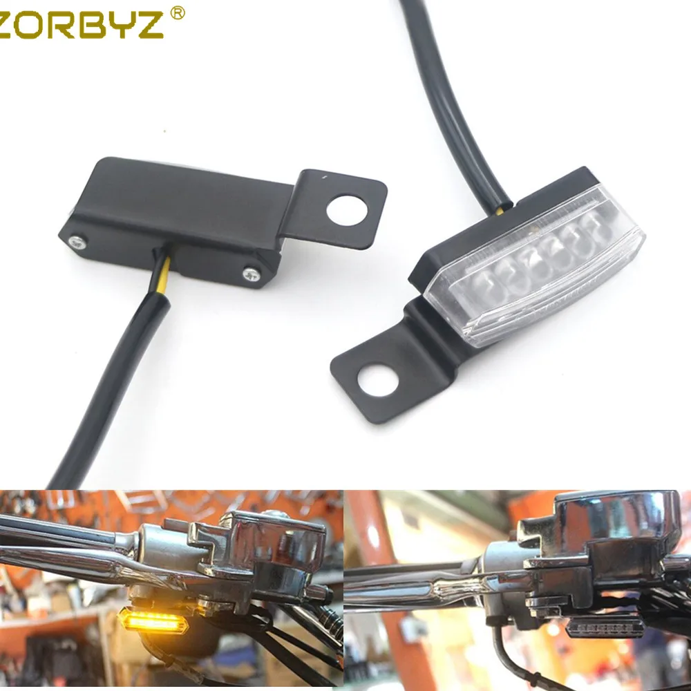 ZORBYZ мотоцикл черный Мини светодиодный указатели поворота крепление тормозной рычаг сцепления для Harley Honda Yamaha Кафе Racer на заказ