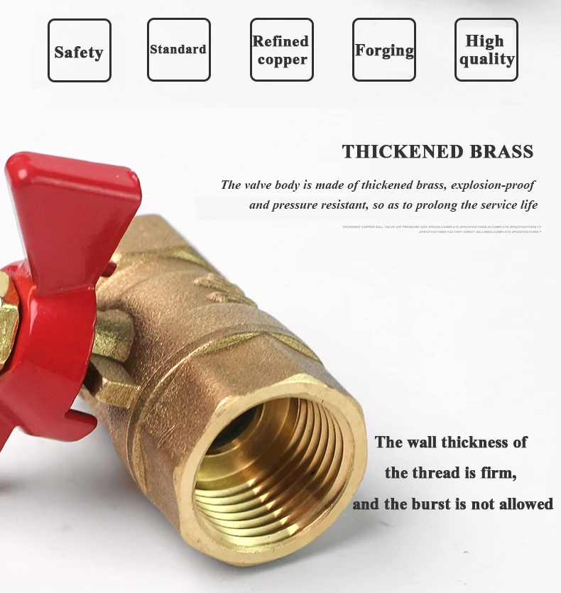 Messing Abgeschaltet Ball Ventil Mit Schmetterling Griff Für Kraftstoff Gas Wasser Öl Air 1/4 "3/8" 1/2 "3/4" buchse Auf Buchse Gewinde Zwei Weg – Detail 3