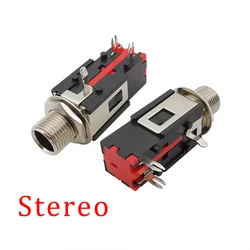 Dual Pack Audio Connector 1/4 Inch Female Jack with Thread Lock Panel Mount (Red Stereo)