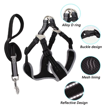 

7 Colors Adjustable Pet Harness & Leash Set Dog Canvas Strap Vest Reflective Traction Rope Pet Accessories For Outdoor Walking